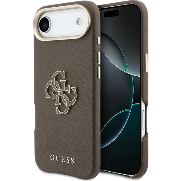 Guess-PU-Resin-Logo-kryt-iPhone-Air-hnedy