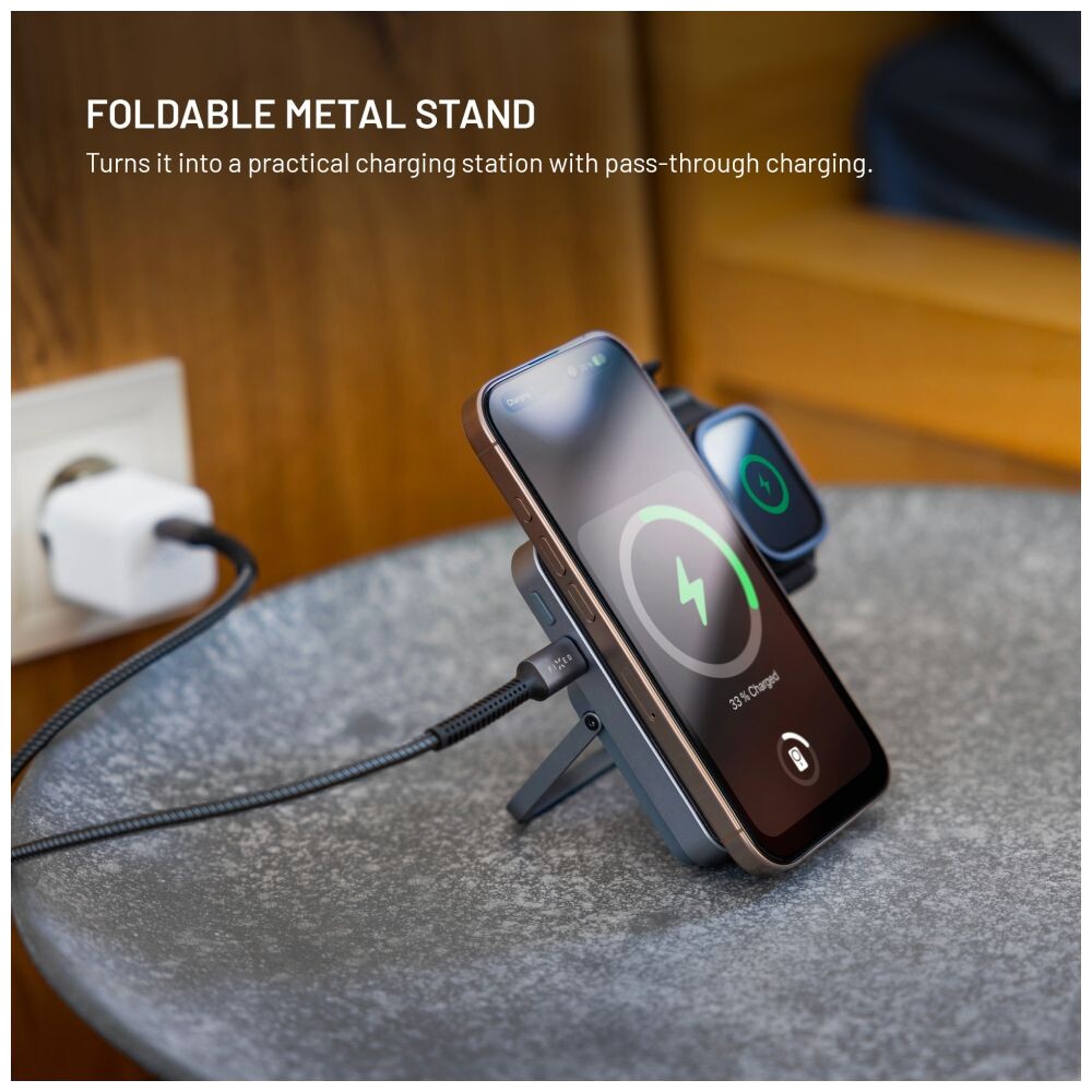 FIXED-MagZen-5-Stand-MagSafe-powerbanka-5000-mAh-se-stojankem-20W-seda