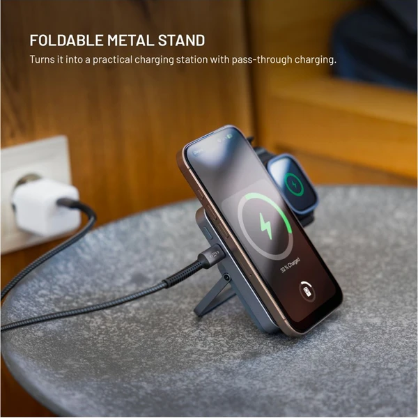 FIXED-MagZen-5-Stand-MagSafe-powerbanka-5000-mAh-se-stojankem-20W-seda