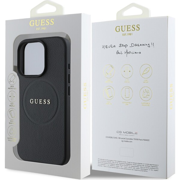Guess-PU-Grained-Classic-Logo-MagSafe-kryt-iPhone-16-Pro-cerny