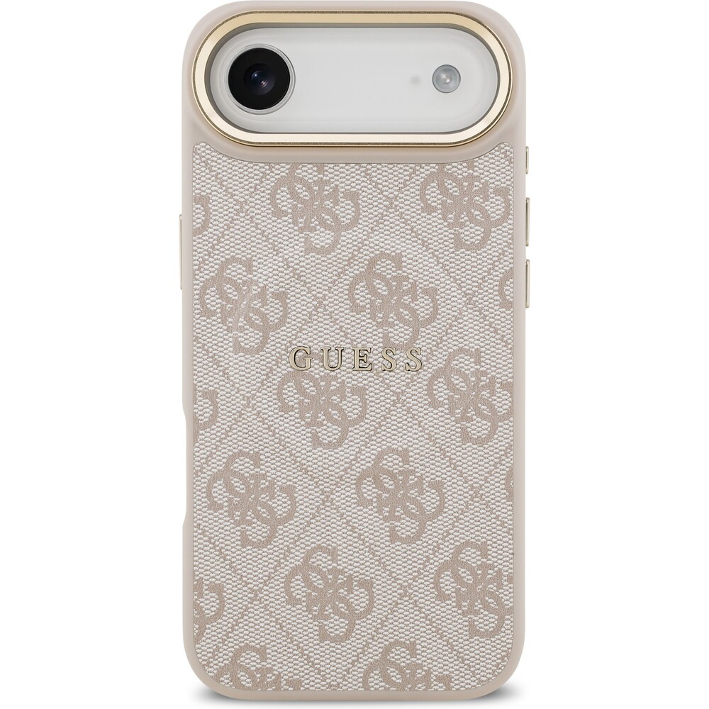 Guess-PU-Leather-4G-Gold-Frame-MagSafe-kryt-iPhone-Air-ruzovy