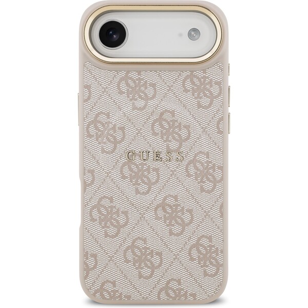 Guess-PU-Leather-4G-Gold-Frame-MagSafe-kryt-iPhone-Air-ruzovy