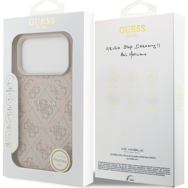 Guess-PU-Leather-4G-Colored-Ring-MagSafe-Zadni-Kryt-pro-iPhone-17-Pro-ruzovy