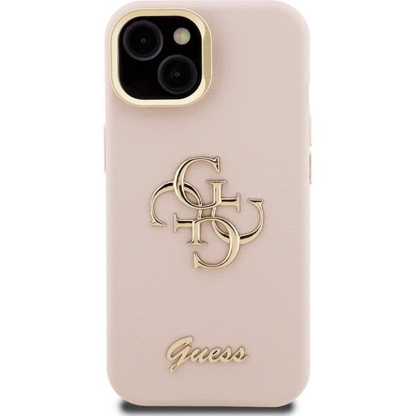 Guess-PU-Grained-4G-Logo-Stand-Camera-Frame-kryt-iPhone-15-ruzovy