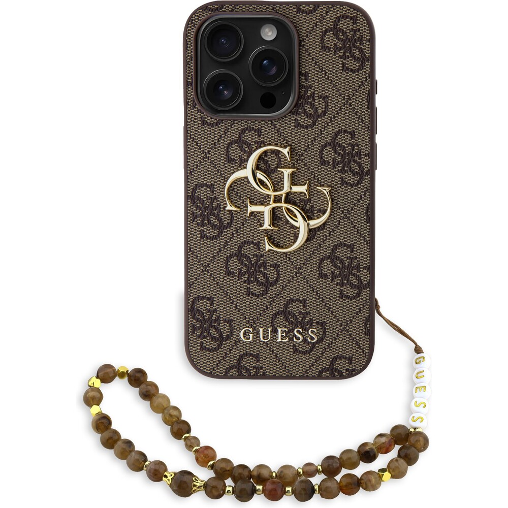 Guess-PU-4G-Metal-Logo-Strap-kryt-iPhone-15-Pro-hnedy