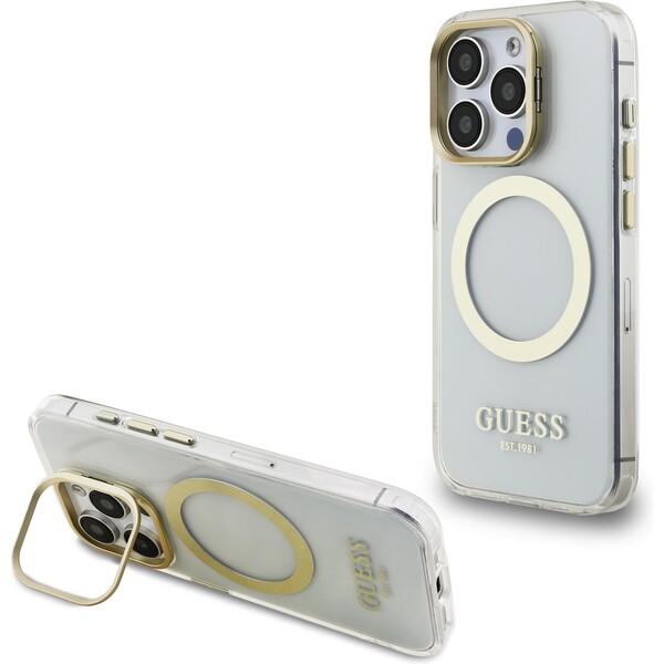 Guess-IML-Gold-Outline-Stand-Camera-Frame-MagSafe-kryt-iPhone-15-Pro-ciry