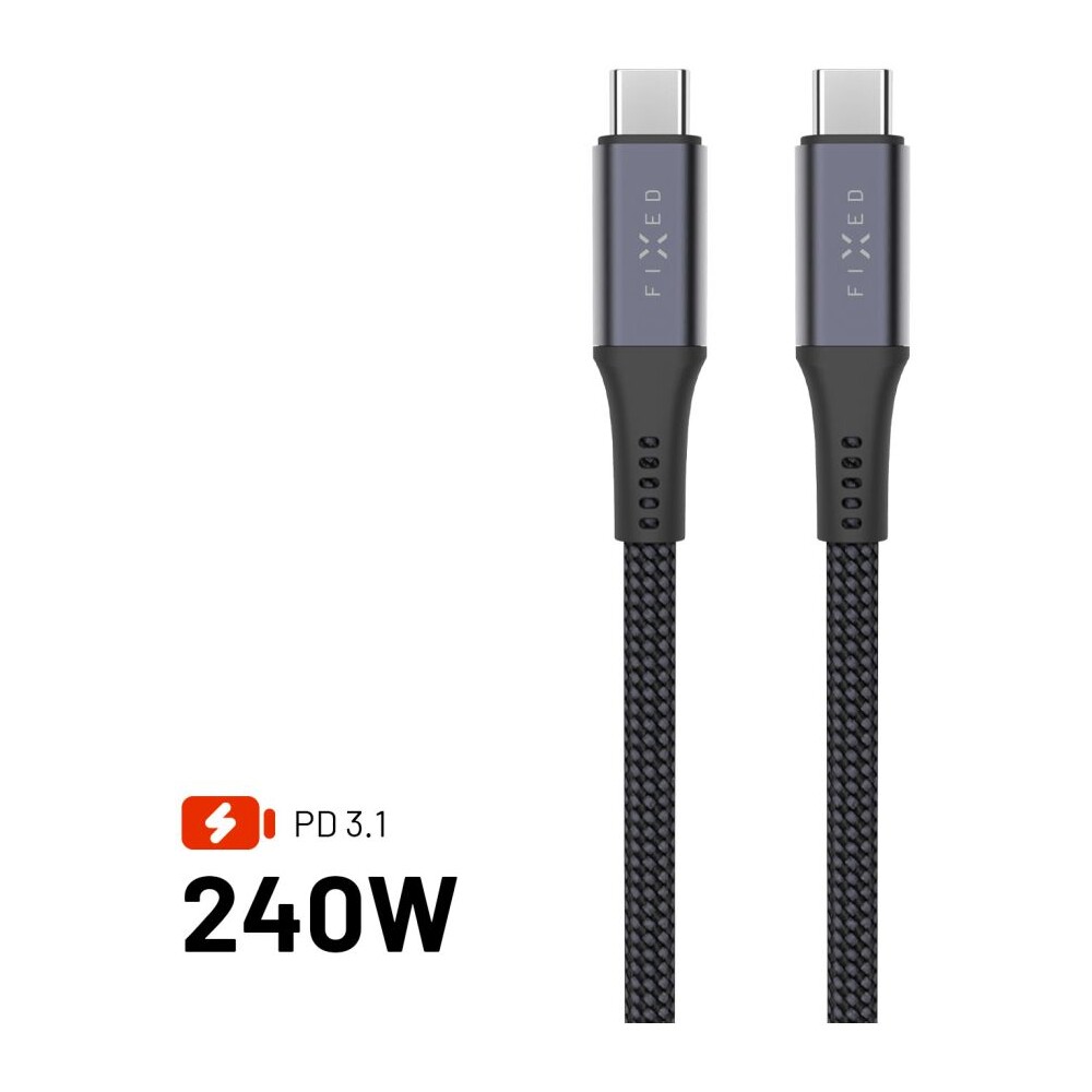 FIXED-Multimedia-Cabel-USB-C-napajeci-a-datovy-kabel-4K-60z-20Gbps-240W-2m-sedy