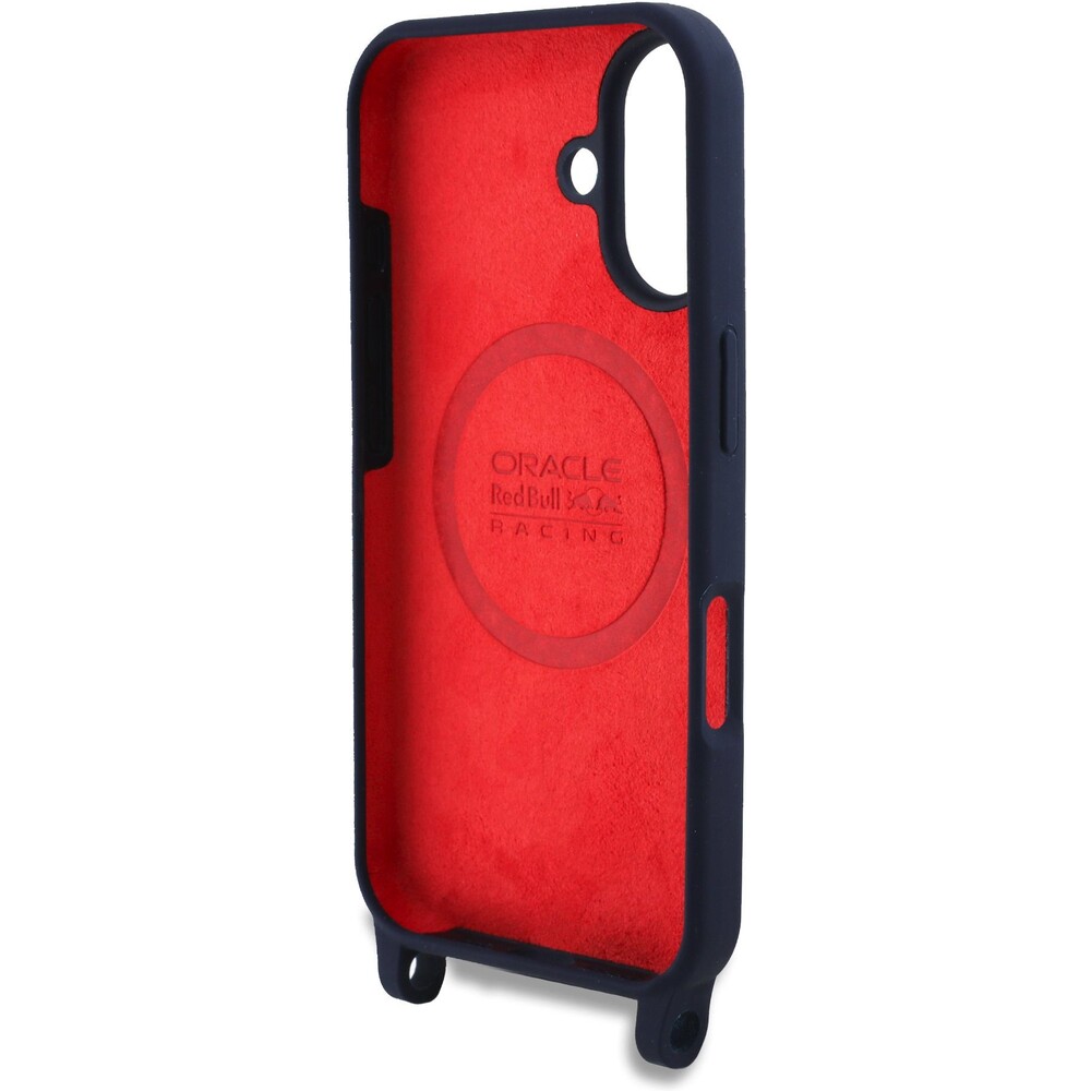 Oracle-Red-Bull-Racing-Silicone-Vertical-Logo-MagSafe-zadni-kryt-Crossbody-popruh-iPhone-16-modry
