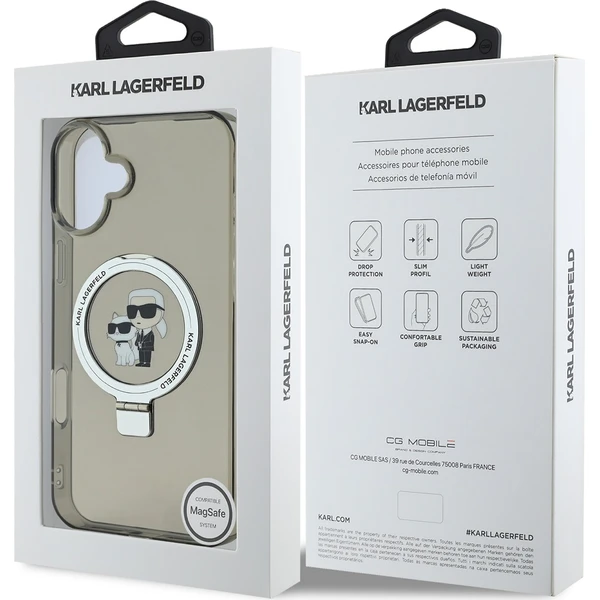 Karl-Lagerfeld-Ringstand-Karl-and-Choupette-MagSafe-kryt-pro-iPhone-16-cerny