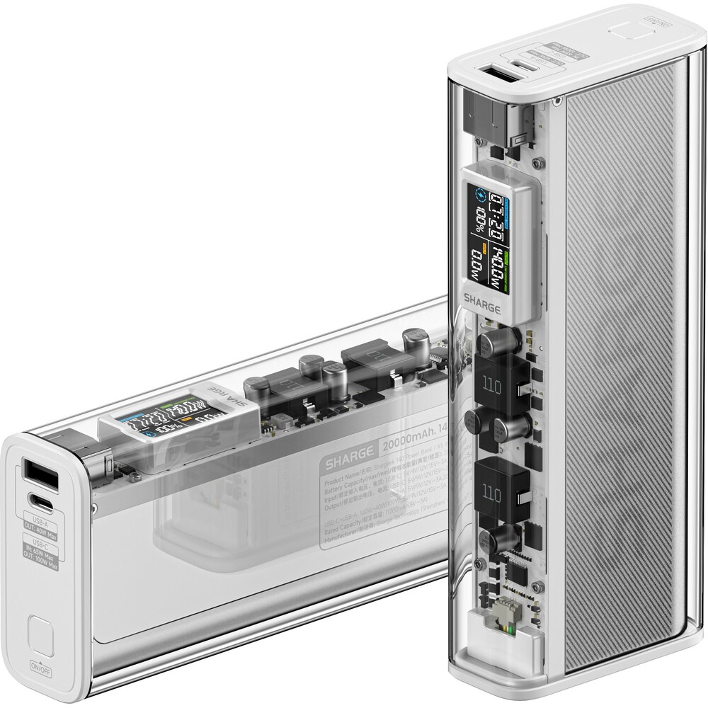 SHARGE-Shargeek-140W-powerbanka-20000-mAh-LCD-stribrna