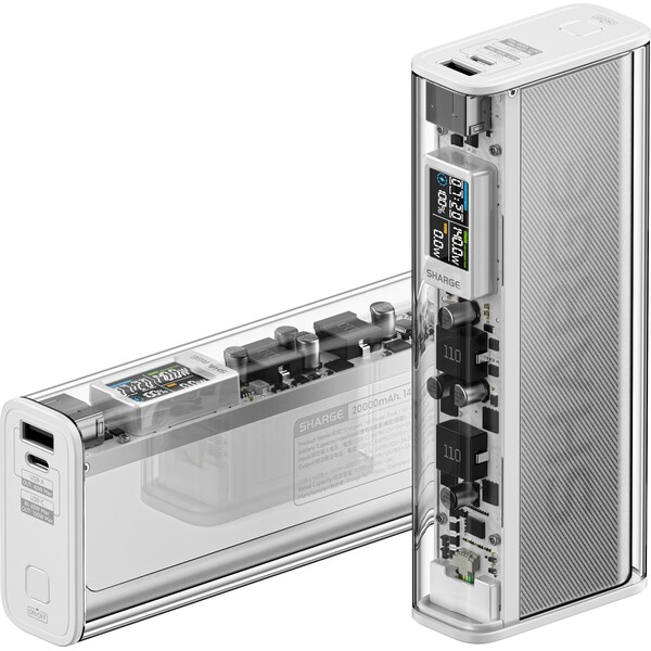 SHARGE-Shargeek-140W-powerbanka-20000-mAh-LCD-stribrna