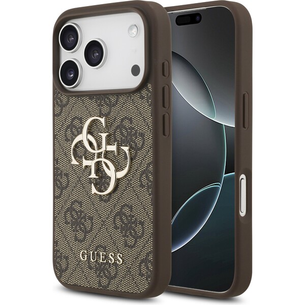Guess-PU-4G-Metal-Logo-kryt-iPhone-17-Pro-hnedy