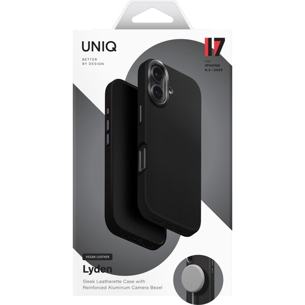 UNIQ-Lyden-Premium-Leatherette-MagClick-MagSafe-kryt-iPhone-17-Dallas-Black