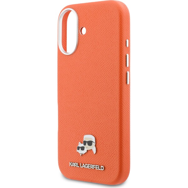 Karl-Lagerfeld-PU-Karl-and-Choupette-Heads-Pins-MagSafe-kryt-iPhone-17-oranzovy