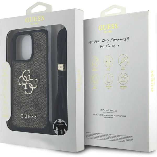 Guess-PU-4G-Metal-Logo-Crossbody-popruh-kryt-iPhone-15-Pro-Max-hnedy