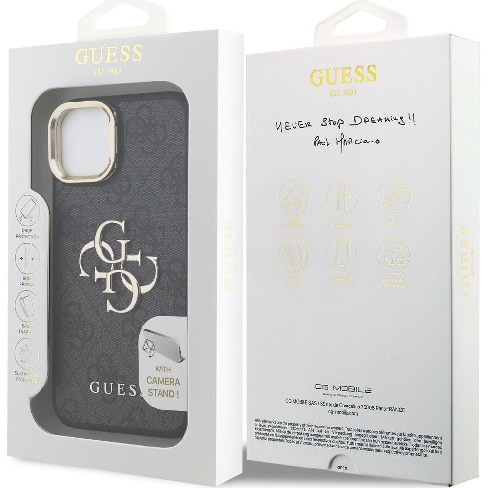 Guess-PU-4G-Metal-Logo-Stand-Camera-Frame-kryt-iPhone-13-cerny