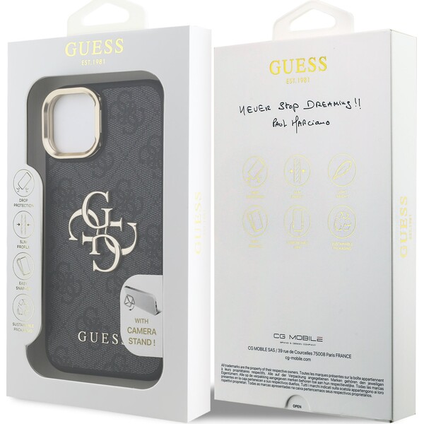 Guess-PU-4G-Metal-Logo-Stand-Camera-Frame-kryt-iPhone-13-cerny