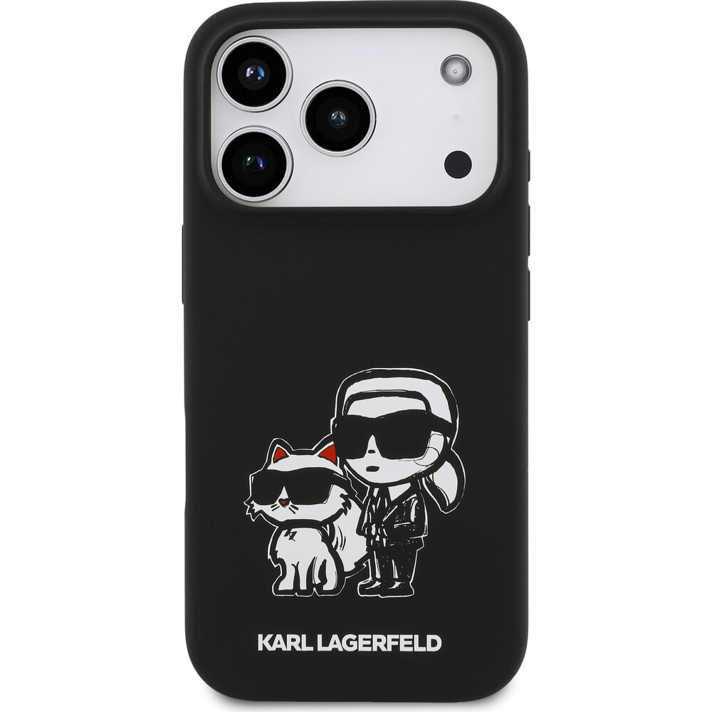 Karl-Lagerfeld-Liquid-Silicone-K-CH-Sketch-MagSafe-kryt-iPhone-17-Pro-cerny