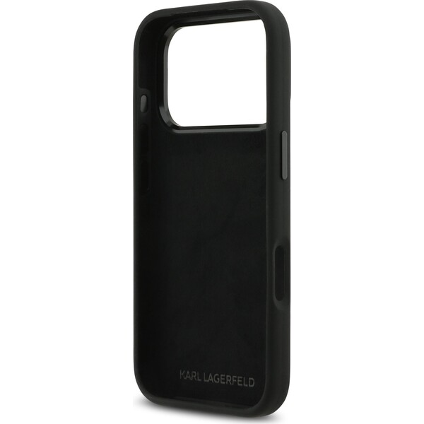 Karl-Lagerfeld-Liquid-Silicone-Metal-Ikonik-kryt-iPhone-17-Pro-cerny