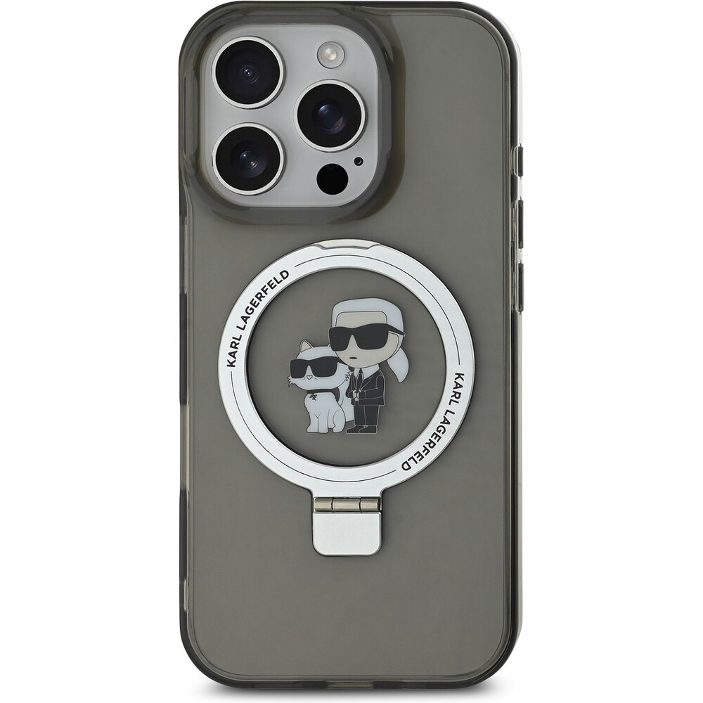 Karl-Lagerfeld-Ringstand-Karl-and-Choupette-MagSafe-kryt-pro-iPhone-16-Pro-Max-cerny