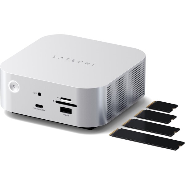 Satechi-Thunderbolt-5-CubeDock-with-SSD-Enclosure-dokovaci-stanice-140W-stribrna