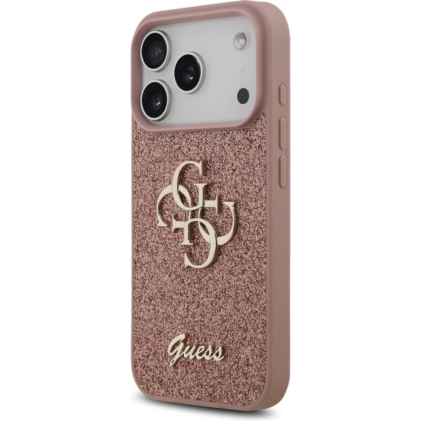 Guess-PU-Fixed-Glitter-4G-Metal-Logo-kryt-iPhone-17-Pro-ruzovy