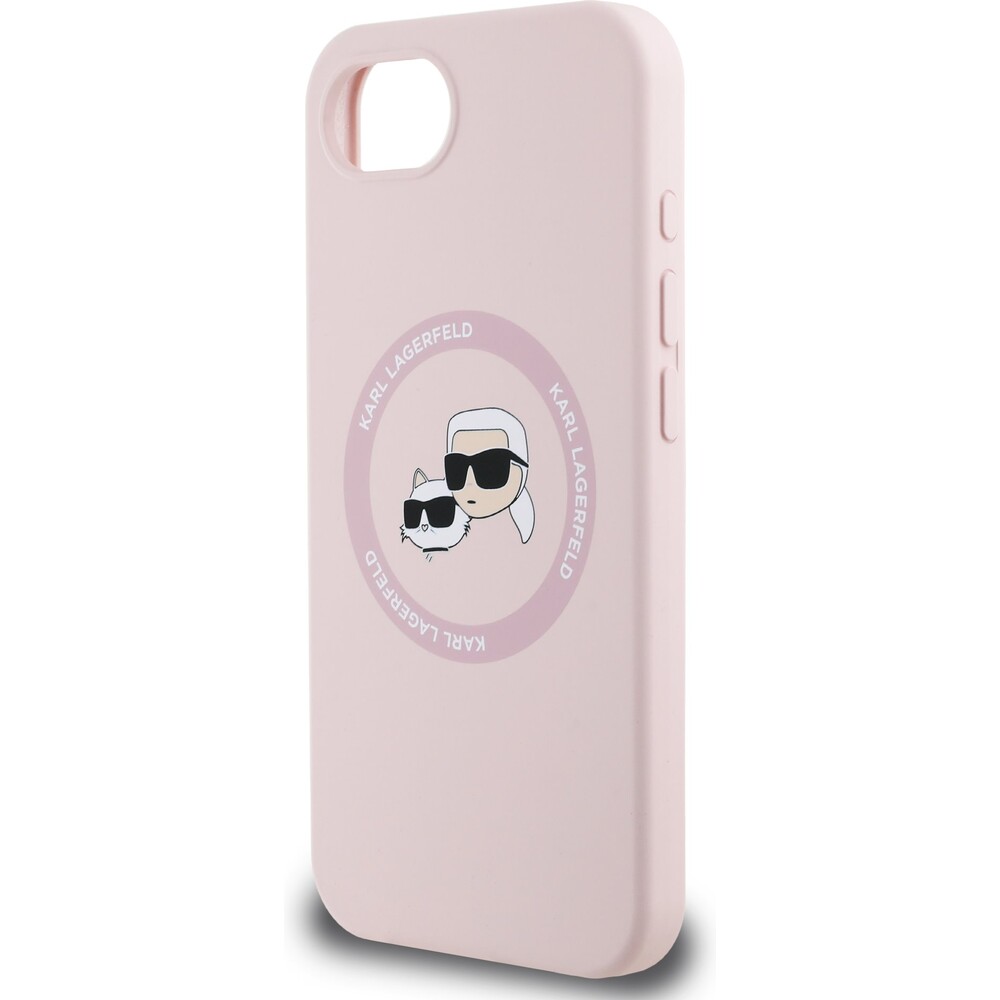 Karl-Lagerfeld-Liquid-Silicone-K-CH-Heads-MagSafe-kryt-iPhone-17e-16e-ruzovy
