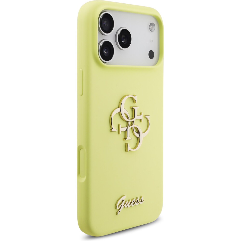 Guess-Liquid-Silicone-4G-Metal-Logo-kryt-iPhone-17-Pro-Max-zluty