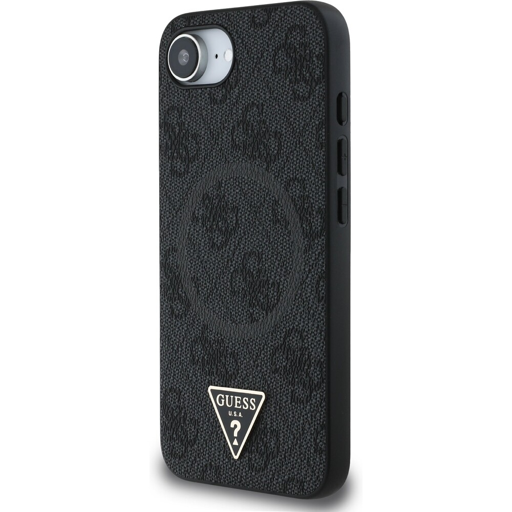 Guess-PU-4G-Strass-Triangle-Metal-Logo-kryt-iPhone-17e-16e-cerny