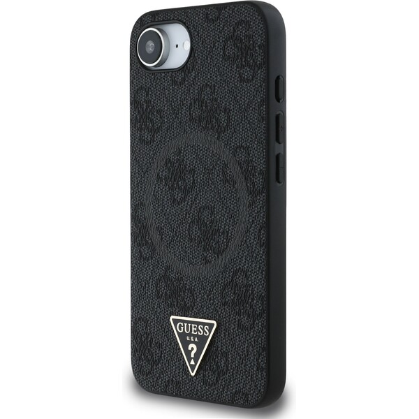 Guess-PU-4G-Strass-Triangle-Metal-Logo-kryt-iPhone-17e-16e-cerny