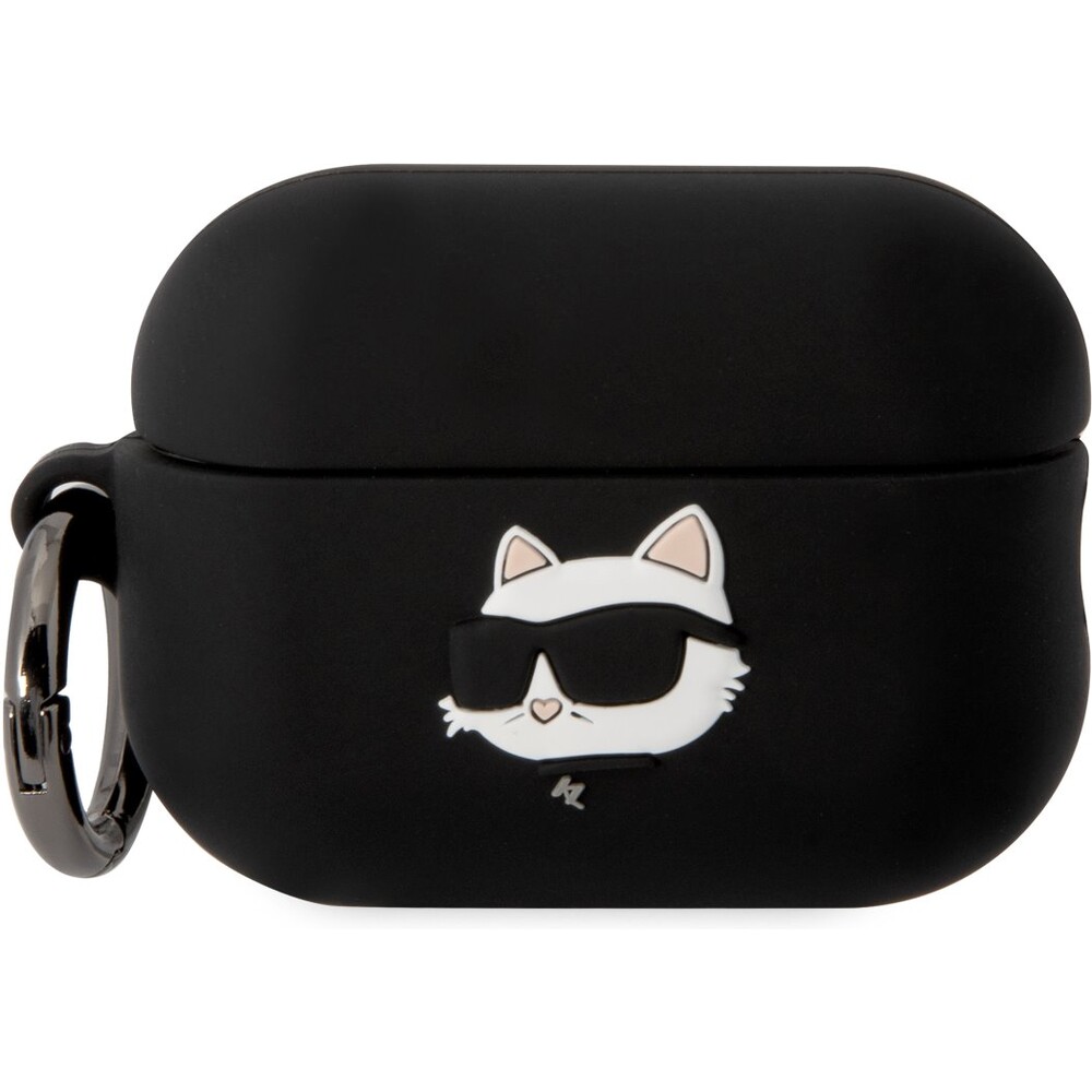 Karl-Lagerfeld-3D-Logo-NFT-Choupette-Head-Silikonove-pouzdro-Airpods-Pro-2-cerne