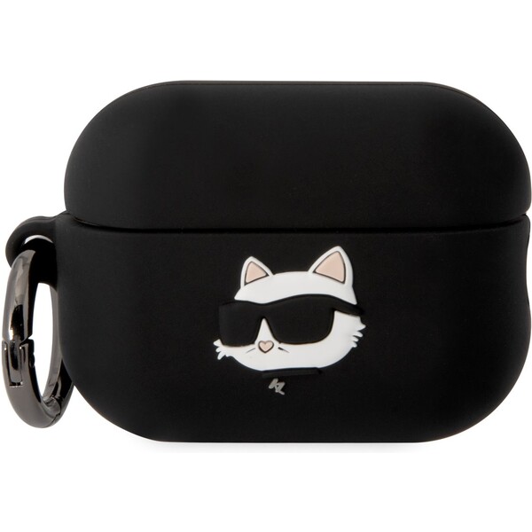 Karl-Lagerfeld-3D-Logo-NFT-Choupette-Head-Silikonove-pouzdro-Airpods-Pro-2-cerne