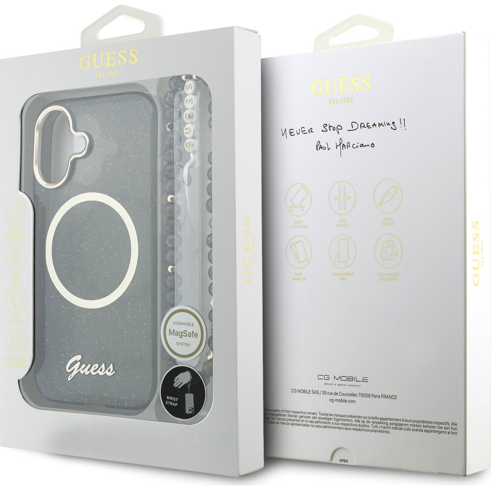 Guess-IML-Glitter-Script-Strap-MagSafe-kryt-iPhone-17-cerny