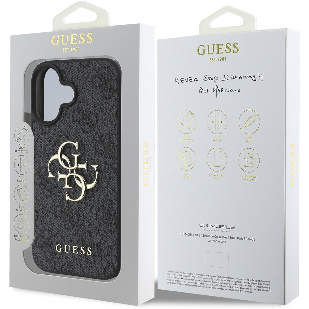 Guess-PU-4G-Metal-Logo-kryt-pro-iPhone-16-sedy