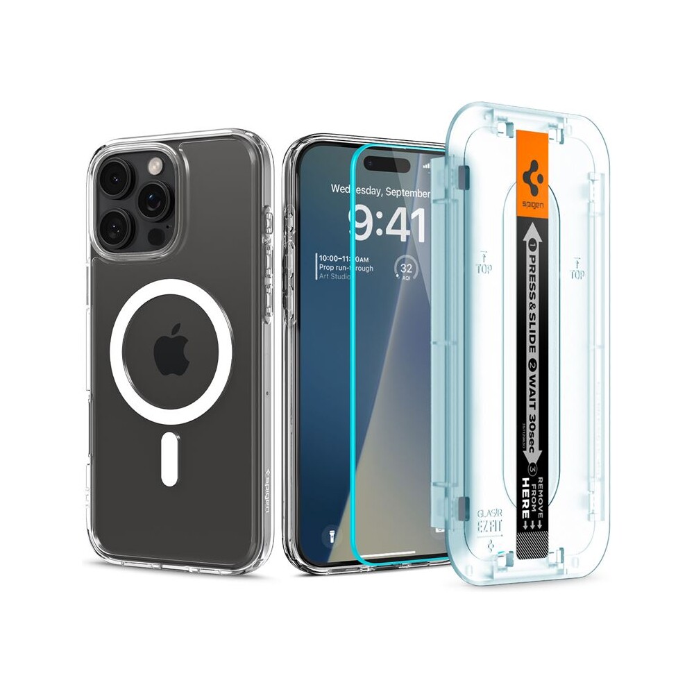 Spigen-Ultra-Hybrid-MagSafe-kryt-Glass-tR-EZ-Fit-Pack-sklo-iPhone-16-Pro-Max-white-clear