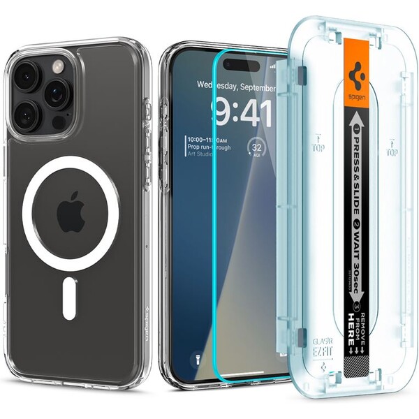Spigen-Ultra-Hybrid-MagSafe-kryt-Glass-tR-EZ-Fit-Pack-sklo-iPhone-16-Pro-Max-white-clear