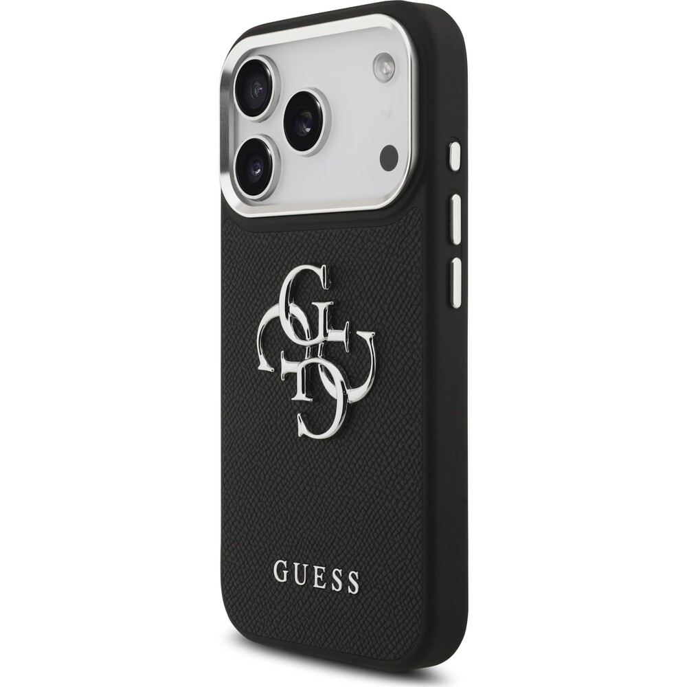 Guess-PU-Grained-4G-Metal-Logo-kryt-iPhone-17-Pro-cerny