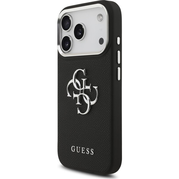 Guess-PU-Grained-4G-Metal-Logo-kryt-iPhone-17-Pro-cerny
