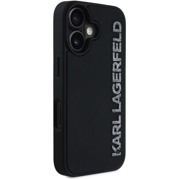 Karl-Lagerfeld-3D-Rubber-Glitter-Logo-kryt-iPhone-16-cerny