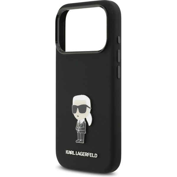 Karl-Lagerfeld-Liquid-Silicone-Metal-Ikonik-kryt-iPhone-17-Pro-cerny