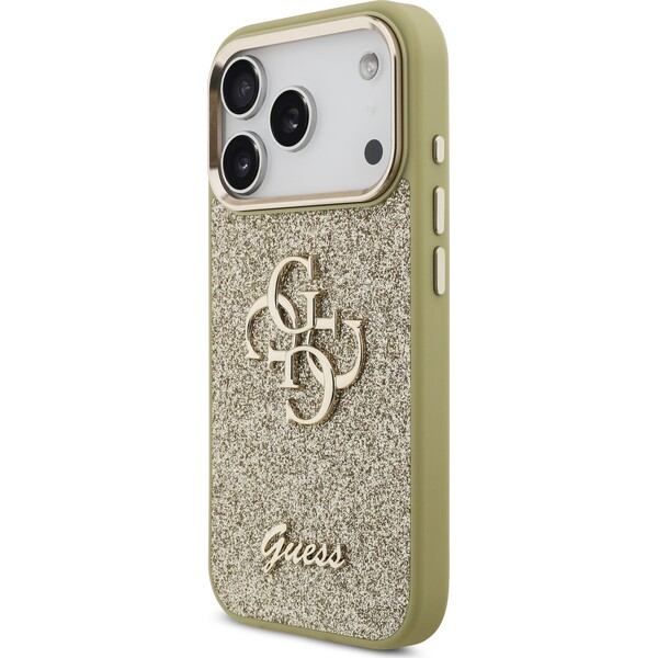 Guess-PU-Fixed-Glitter-4G-Metal-Frame-kryt-iPhone-17-Pro-zlaty