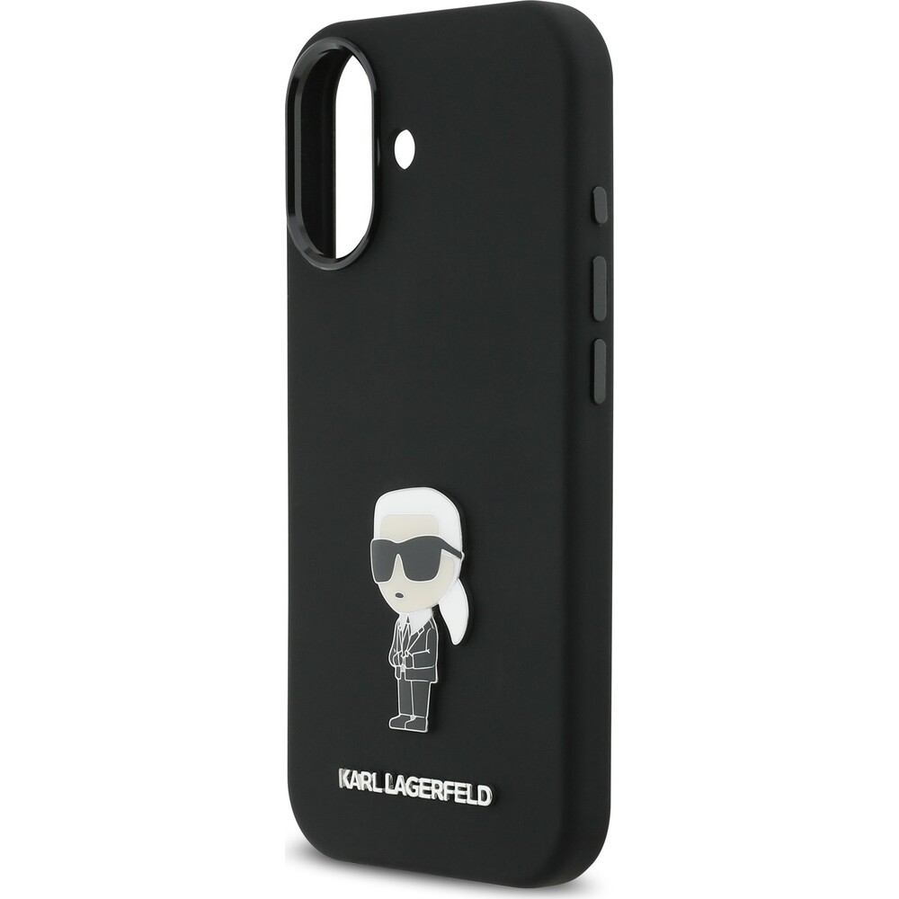 Karl-Lagerfeld-Liquid-Silicone-Metal-Ikonik-kryt-iPhone-17-cerny