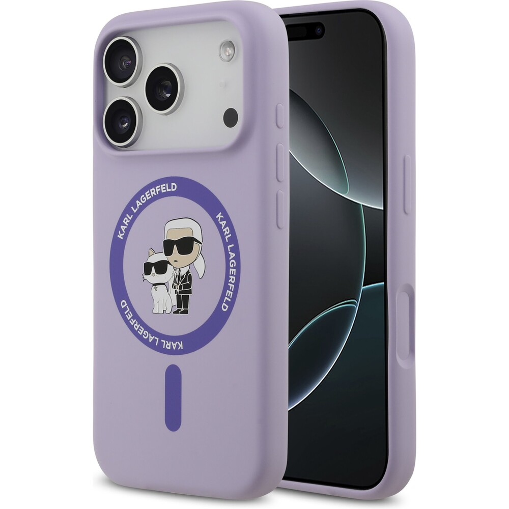 Karl-Lagerfeld-Liquid-Silicone-Karl-and-Choupette-MagSafe-kryt-iPhone-17-Pro-fialovy