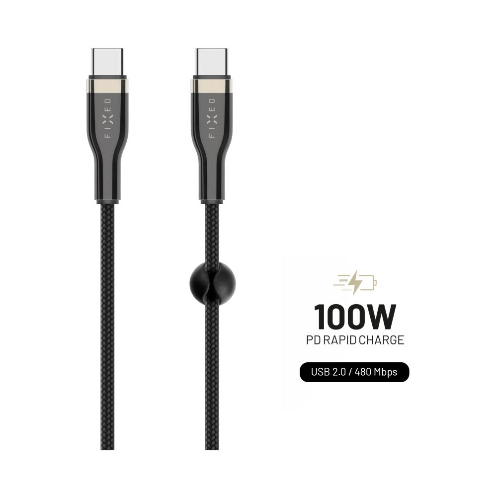 FIXED-USB-C-USB-C-napajeci-kabel-100W-2m-cerny