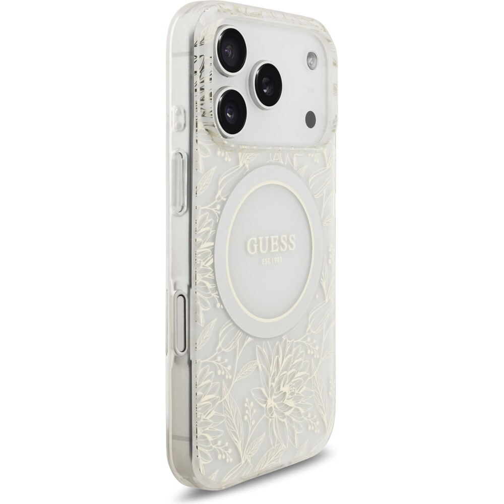 Guess-IML-Flowers-Allover-Strap-MagSafe-kryt-iPhone-17-Pro-bily