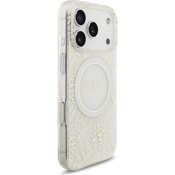 Guess-IML-Flowers-Allover-Strap-MagSafe-kryt-iPhone-17-Pro-bily