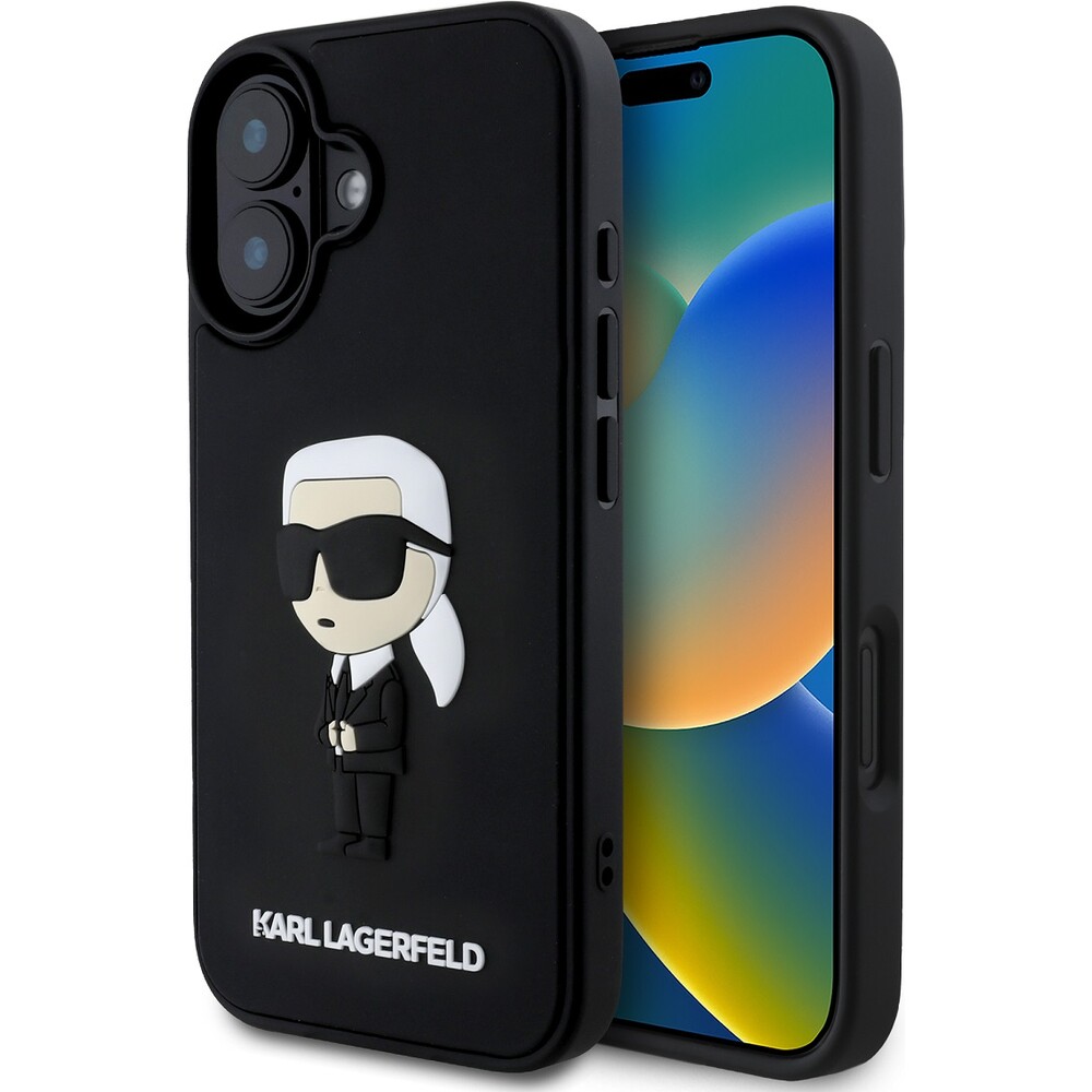 Karl-Lagerfeld-3D-Rubber-Ikonik-kryt-pro-iPhone-16-cerny