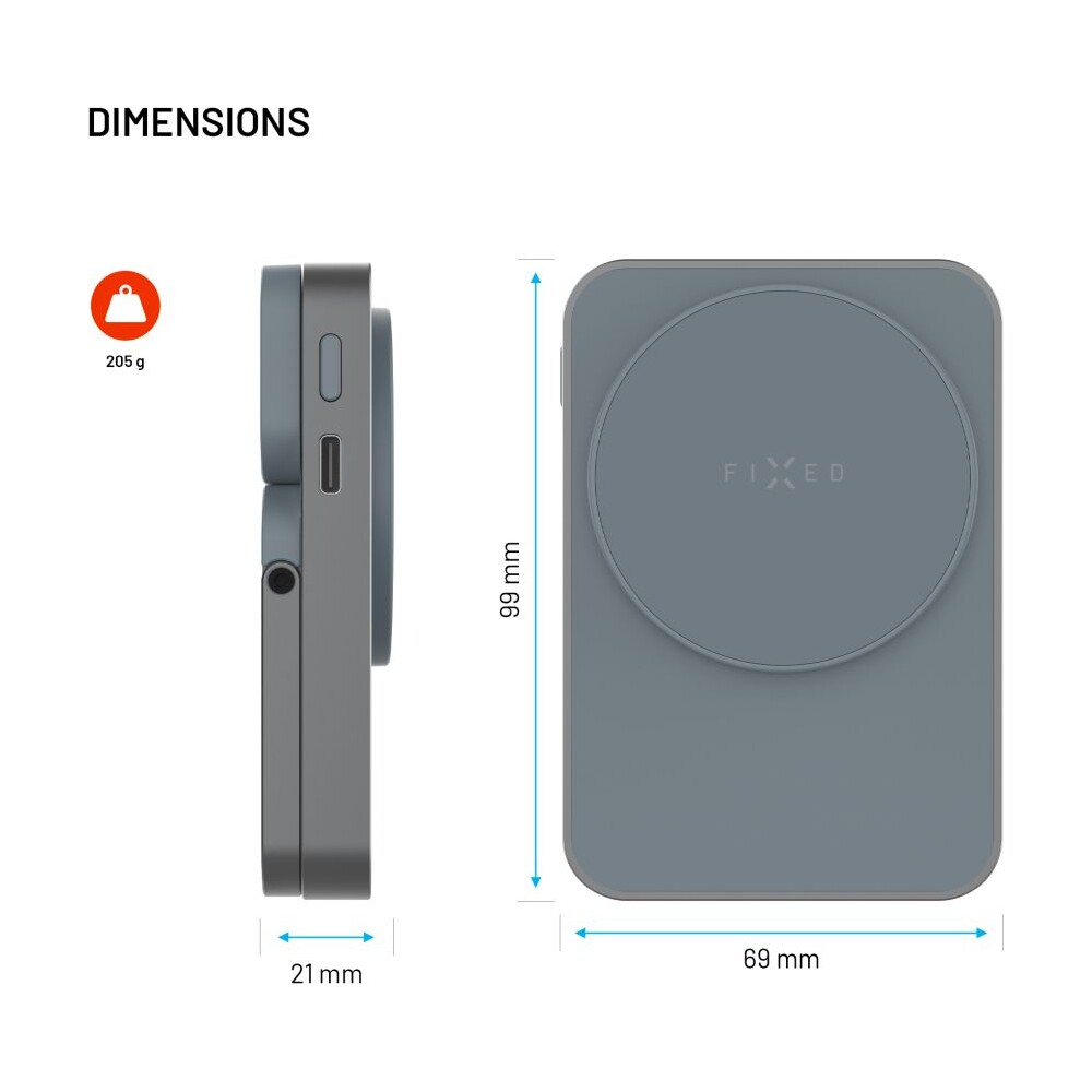 FIXED-MagZen-5-Stand-MagSafe-powerbanka-5000-mAh-se-stojankem-20W-seda