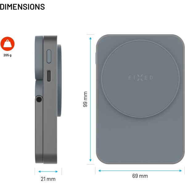 FIXED-MagZen-5-Stand-MagSafe-powerbanka-5000-mAh-se-stojankem-20W-seda