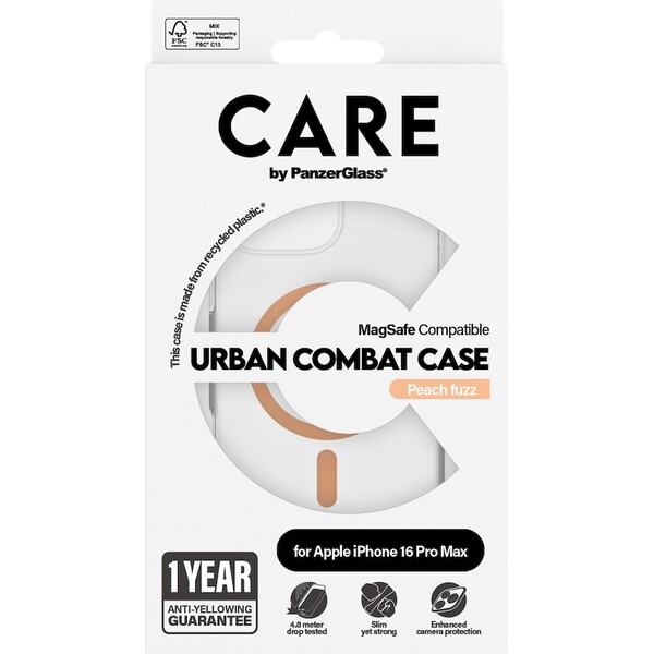 PanzerGlass-CARE-kryt-Apple-iPhone-16-Pro-Max-MagSafe-Urban-Combat-ciry-broskvovy